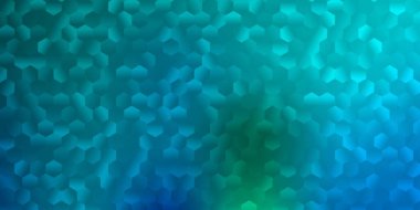 Açık mavi, altıgen şekilli yeşil vektör arkaplan. Görüntü arkaplanındaki soyut renk eğimli altıgenler. Web sitesi poster & afiş tasarımı.