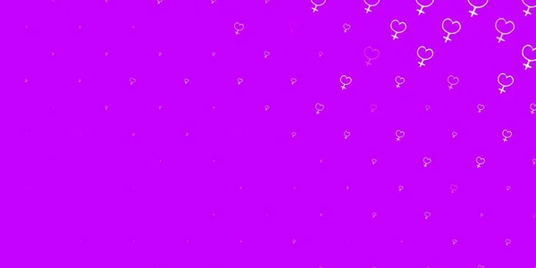 Patrón Vectorial Púrpura Claro Con Elementos Feministas Ilustración Colorida Con — Vector de stock