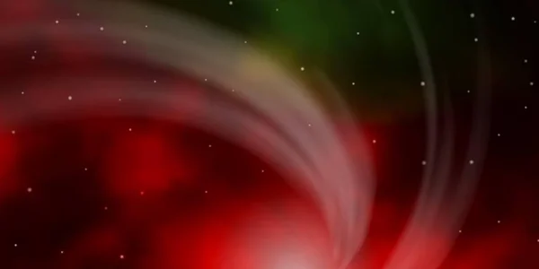 Темний Зелений Червоний Векторний Фон Маленькими Великими Зірками — стоковий вектор