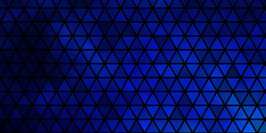 Çokgen biçimli koyu mavi vektör arkaplan. Soyut üçgenli dekoratif tasarım. Broşürler, broşürler için desen