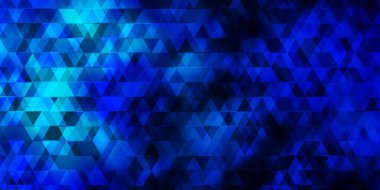 Çizgiler ve üçgenlerle koyu mavi vektör düzeni. Renkli üçgenlerle soyut çizimler yaparak. Reklamlar için desen.