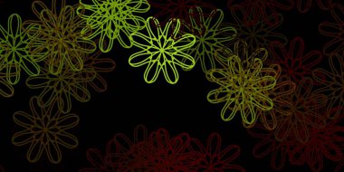 Koyu yeşil, sarı vektör arkaplan ve kaotik şekiller. Soyut tarzda renkli şekilli bir illüstrasyon. Reklamlarınız için modern tasarım.