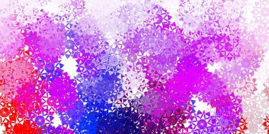 Açık mavi, güzel kar taneleri olan kırmızı vektör düzeni. Dekoratif Noel tarzında renkli kar unsurları. İş için Xmas tasarımı.