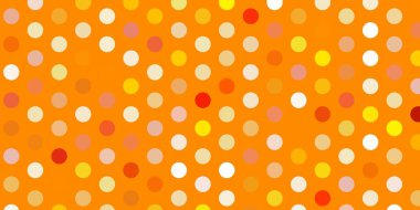 Açık sarı vektör arkaplan ve noktalar. Renkli çember şekilli modern soyut illüstrasyon. Duvar kağıtları, perdeler için desen.