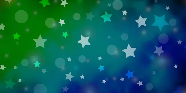 Azul Claro Fondo Verde Vector Con Círculos Estrellas — Archivo Imágenes Vectoriales