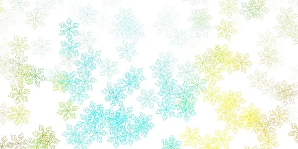 Texture Doodle Vectorielle Bleu Clair Jaune Avec Des Fleurs Conception — Image vectorielle