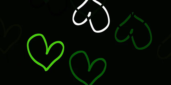 Light Green Διάνυσμα Πρότυπο Καρδιές Doodle Θολή Διακοσμητική Σχεδίαση Στυλ — Διανυσματικό Αρχείο