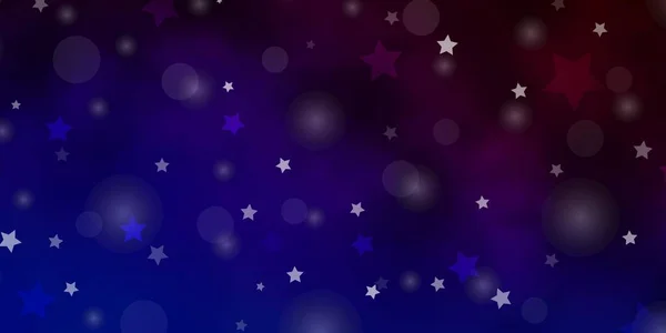 Azul Oscuro Textura Vectorial Roja Con Círculos Estrellas — Archivo Imágenes Vectoriales