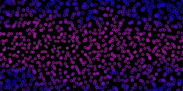Koyu mor, üzerinde noktalar olan pembe vektör arkaplanı. Doğa tarzında renkli noktaları olan soyut illüstrasyon. Web siteleri için desen.