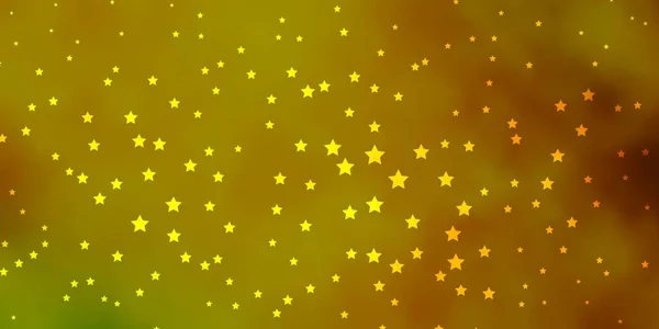 Verde Escuro Fundo Vetorial Amarelo Com Estrelas Pequenas Grandes Ilustração — Vetor de Stock