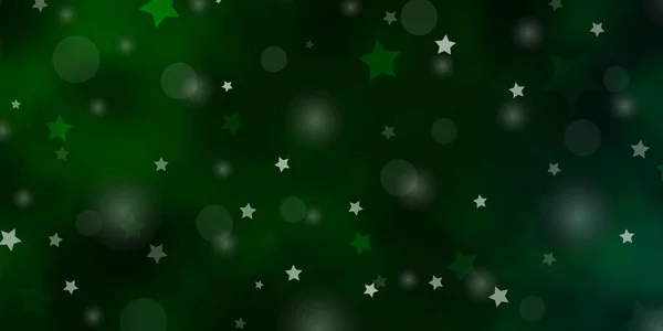 Fond Vectoriel Vert Foncé Avec Cercles Étoiles — Image vectorielle