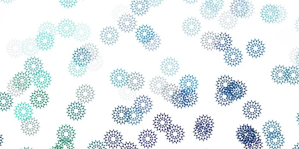 Azul Claro Verde Textura Garabato Vector Con Flores Diseño Moderno — Archivo Imágenes Vectoriales