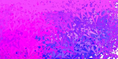 Açık mor, çokgen formlu pembe vektör arkaplan. Renkli soyut üçgenli web materyali çizimi. Reklamlar için şablon.
