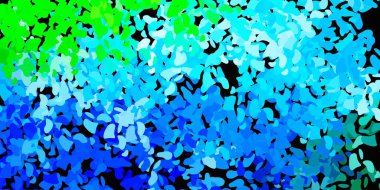 Açık mavi, kaotik şekilli yeşil vektör arkaplanı. Basit gradyan şekilli renkli bir çizim. Reklamlarınız için modern tasarım.