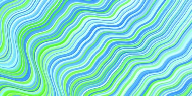 Açık mavi, dairesel yay ile yeşil vektör arkaplan. Eğimli renkli geometrik örnekler var. İş tanıtımınız için tasarım.