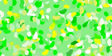 Açık yeşil, Memphis şekilli sarı vektör dokusu. Basit gradyan şekilli renkli bir çizim. Duvar kağıdı seti için zarif tasarım.