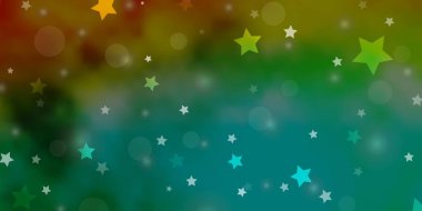 Açık Yeşil, çemberli sarı vektör arkaplanı, yıldızlar.