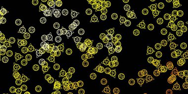 Din sembollü koyu sarı vektör dokusu. Sihirli ruhani güç işaretleri olan bir ilüzyon. En iyi tasarım Cadılar Bayramı olayları.