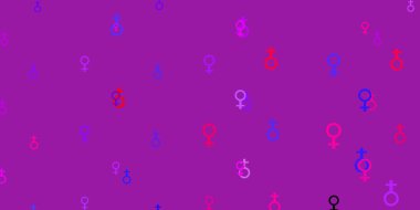 Açık mavi, kadın sembollü kırmızı vektör arkaplan. Kadınların güç ve güç göstergelerini gösteren bir ilüzyon. Duvar kağıtları için zarif tasarım.