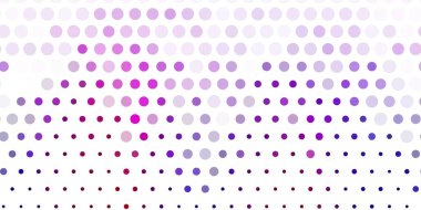 Açık mavi, noktalı kırmızı vektör arkaplanı. Parlak renkli ve soyut küreler içeren bir resim. Broşürler, broşürler için desen.