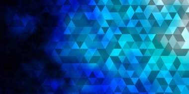 Koyu mavi vektör şablonu, kristaller, üçgenler. Soyut üçgenli dekoratif tasarım. Reklamlar için desen.