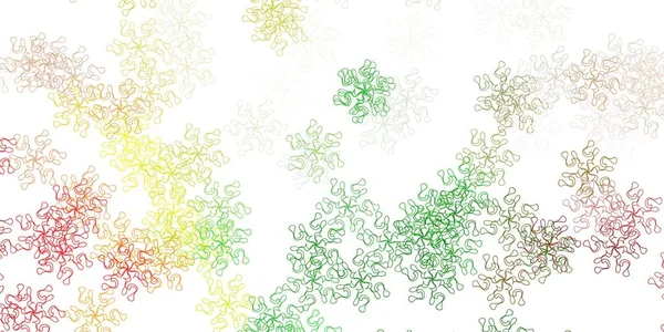 Hellgrünes Rotes Vektorkunstwerk Mit Blumen Einfache Farbige Illustration Mit Abstrusen — Stockvektor