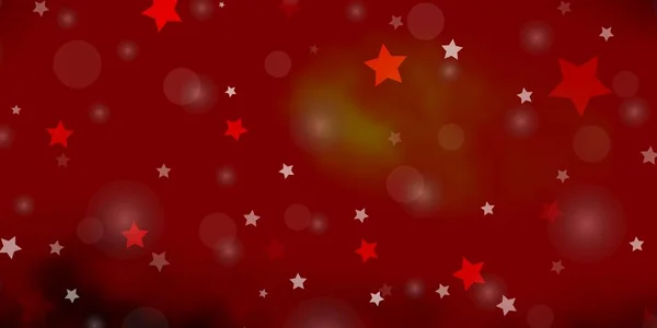 Rojo Oscuro Amarillo Vector Telón Fondo Con Círculos Estrellas — Vector de stock