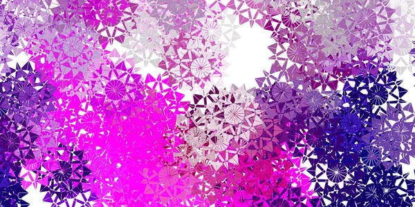 Textura Vectorial Rosa Púrpura Claro Con Copos Nieve Brillantes Elementos — Vector de stock