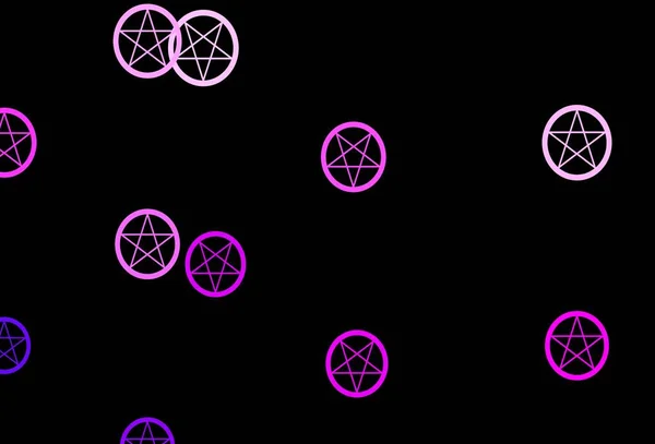 Dunkelrosa Vektorhintergrund Mit Geheimnisvollen Symbolen Illustration Mit Magischen Zeichen Spiritueller — Stockvektor
