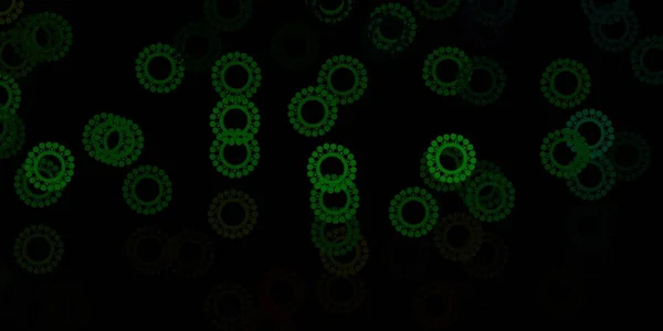 Темно Зеленый Красный Векторный Рисунок Коронавирусными Элементами Абстрактная Иллюстрация Биологическими — стоковый вектор