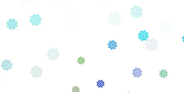 Azul Claro Diseño Vectores Verdes Con Hermosos Copos Nieve Ilustración — Vector de stock