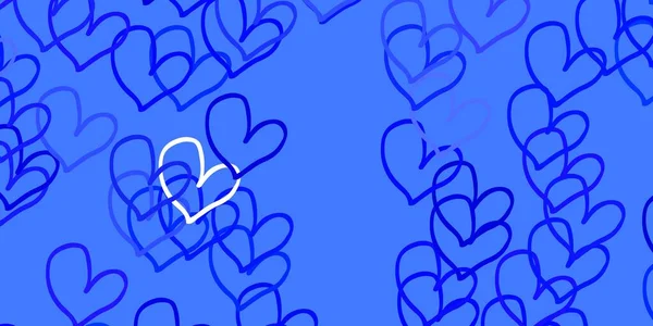 Patrón Vectorial Azul Claro Con Corazones Coloridos Corazones Sobre Fondo — Vector de stock