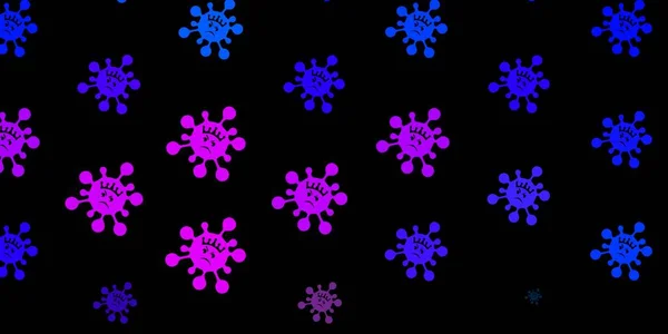 Rosa Oscuro Telón Fondo Vector Azul Con Símbolos Virus Ilustración — Archivo Imágenes Vectoriales