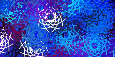 Açık pembe, Memphis şekilli Mavi vektör dokusu. Gradyan rastgele formlarla modern soyut illüstrasyon. Cep telefonları için arka plan.