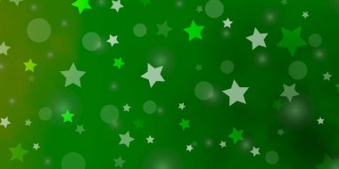 Çemberleri, yıldızları olan açık yeşil vektör arkaplanı.