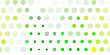 Açık yeşil, daire şekilli sarı vektör düzeni. Doğa tarzında renkli noktaları olan soyut illüstrasyon. İş ilanları için şablon.