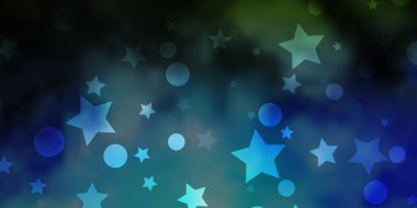 Açık Mavi, daireli yeşil vektör dokusu, yıldızlar.