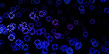 Koyu pembe, noktalı mavi vektör arkaplanı. Basit gradyan arkaplandaki soyut renkli diskler. Posterler, afişler için tasarım.