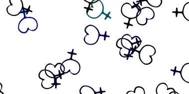 Kadın sembollü açık renkli vektör arkaplanı. Modern stilde eğilim gösteren renkli feminizm sembolleri. Duvar kağıtları için zarif tasarım.