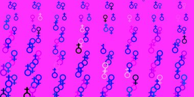 Açık pembe, kadın sembollü mavi vektör arkaplan. Kadın hakları aktivizmiyle soyut tarzda basit bir tasarım. Kadınların gücünü göstermek için en iyi tasarım..