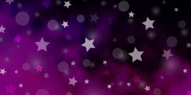 Koyu Mor, çemberli pembe vektör arkaplan, yıldızlar.