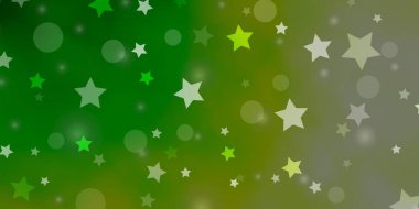 Açık Yeşil vektör arkaplanı daireler, yıldızlar.