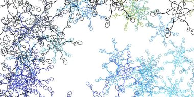 Açık mavi, çizgileri olan yeşil vektör deseni. Rengarenk çizgileri ve şekilleri olan parlak bir örnek. Cep telefonları için şablon.