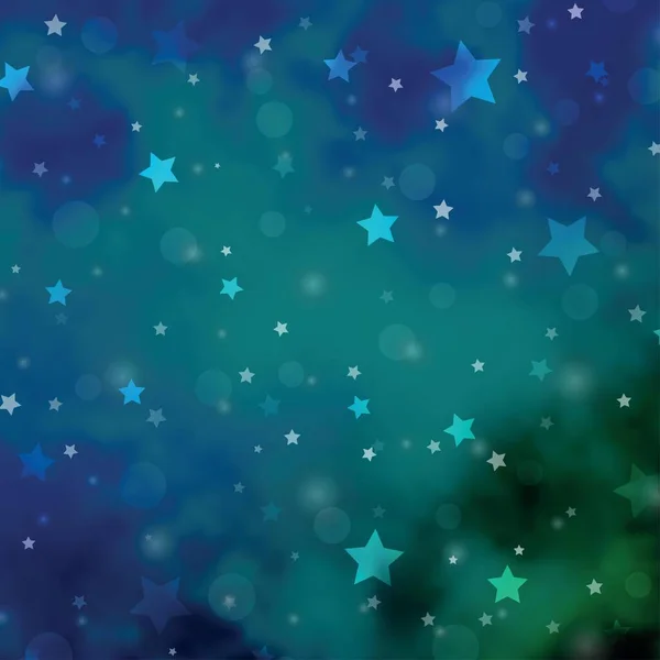 Açık Mavi Çemberli Yeşil Vektör Arkaplan Yıldızlar — Stok Vektör