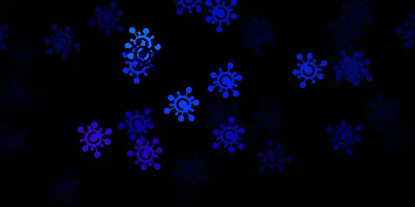 深红色 蓝色的向量图案 有冠状病毒的元素 精美的插图 带有装饰风格的圆圆的标志 针对流行病信息的简单设计 — 图库矢量图片