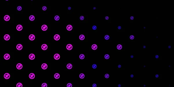 Fondo Vectorial Púrpura Oscuro Con Símbolos Covid Diseño Sencillo Estilo — Archivo Imágenes Vectoriales