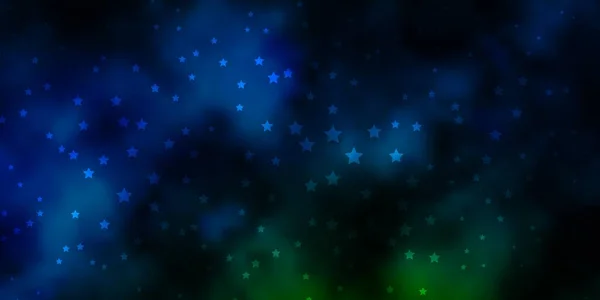 Azul Oscuro Fondo Verde Vector Con Estrellas Colores — Vector de stock