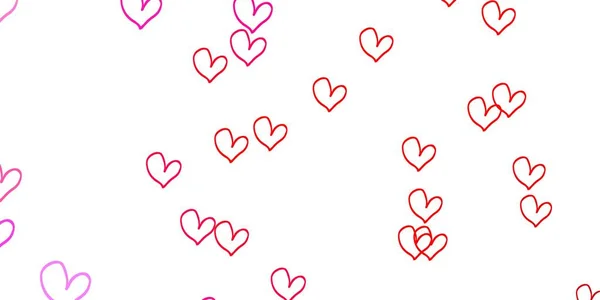 ライトピンク カラフルな心を持つ黄色のベクトルパターン バレンタインデーの愛のコンセプトで心を込めてイラスト バレンタインのグリーティングポストカードのテンプレート — ストックベクタ