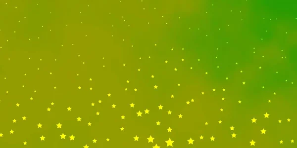 Темно Зеленый Желтый Векторный Фон Цветными Звездами — стоковый вектор