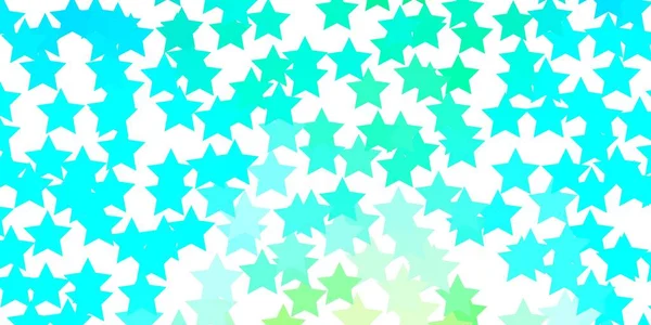 ライトブルー 大小の星の緑のベクトルの背景 — ストックベクタ